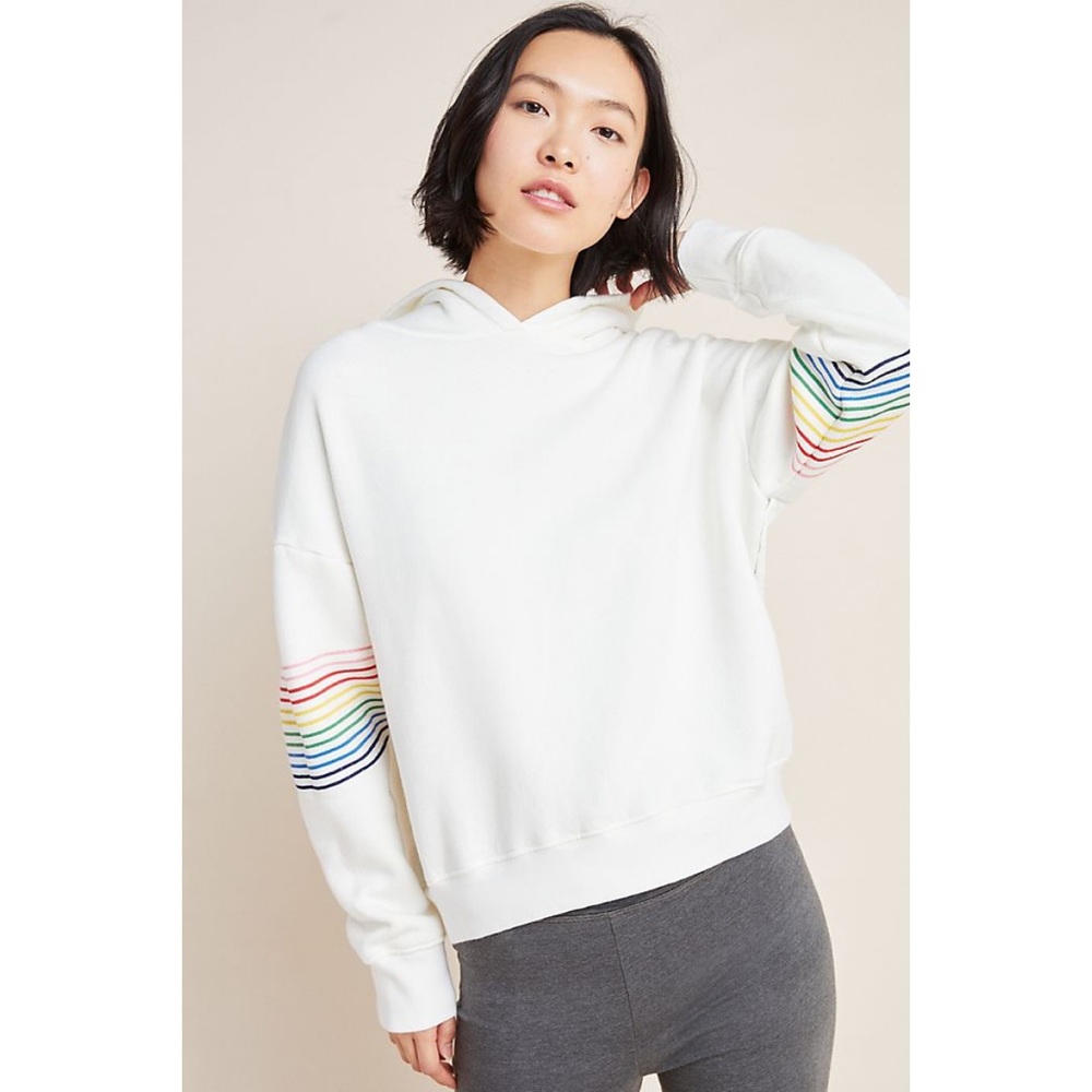 Sundry Anthropologie Rainbow Stripe Hoodie